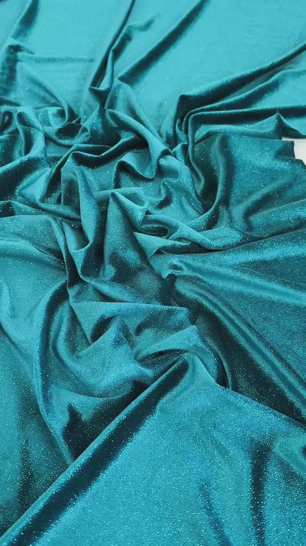 Teal Blue Shimmery Stretch Velvet, Velvet Material, Velvet Fabric, Velour Fabric Sale, Velvet Fabric Online, Stretch Velvet Spandex, Plush Velvet