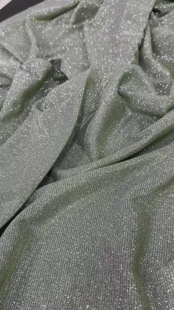 Sage Green Stretch Metallic Lurex, Glittery Fabric, Stretch Metallic Lurex, Sparkle Fabric, Lurex Fabric for Sale, All Way Stretch Lurex, Lurex for Leggings