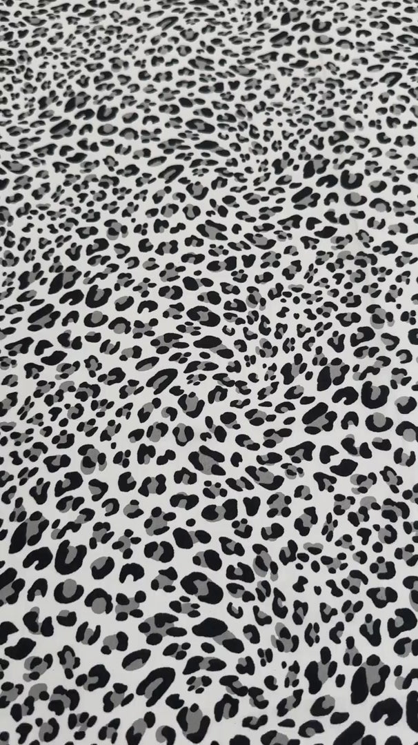 Black/White Leopard Print Satin, Luxury Satin, Cheap Satin, Premium Stretch Crepe Back Satin, Satin for Bride, Satin for Women, Satin in Low Price, Cheap Satin, Satin on Sale