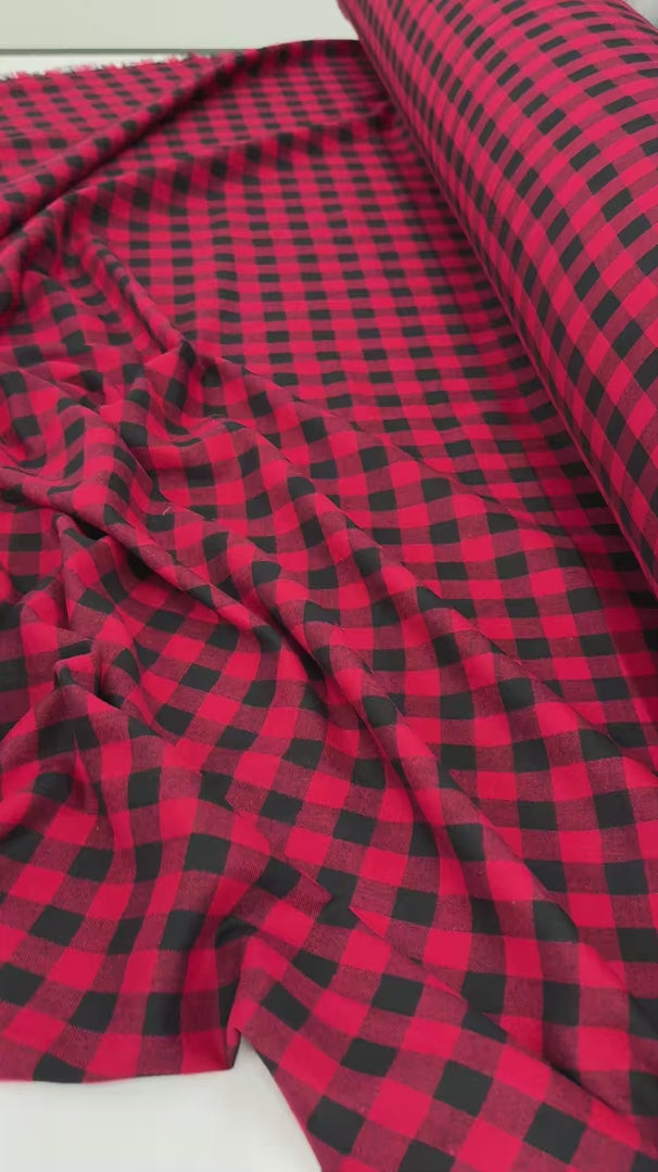 Black Red Woven Checkered Wool Blend, Wool Blend, wool fabric, blend wool fabric, winter fabric, Woven fabric, Fabric on Sale, Warm Wool, Stylish Wool