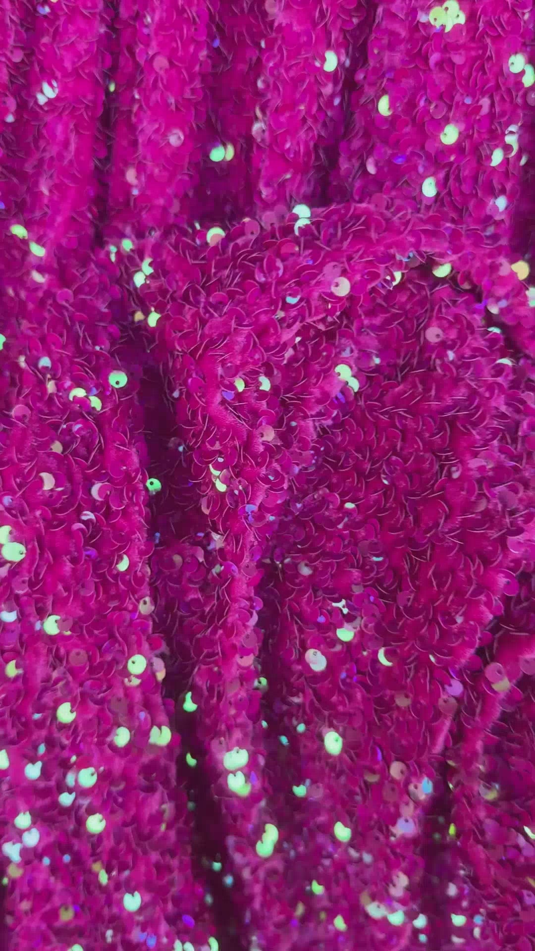 Fuchsia Iridescent Sequin on Velvet