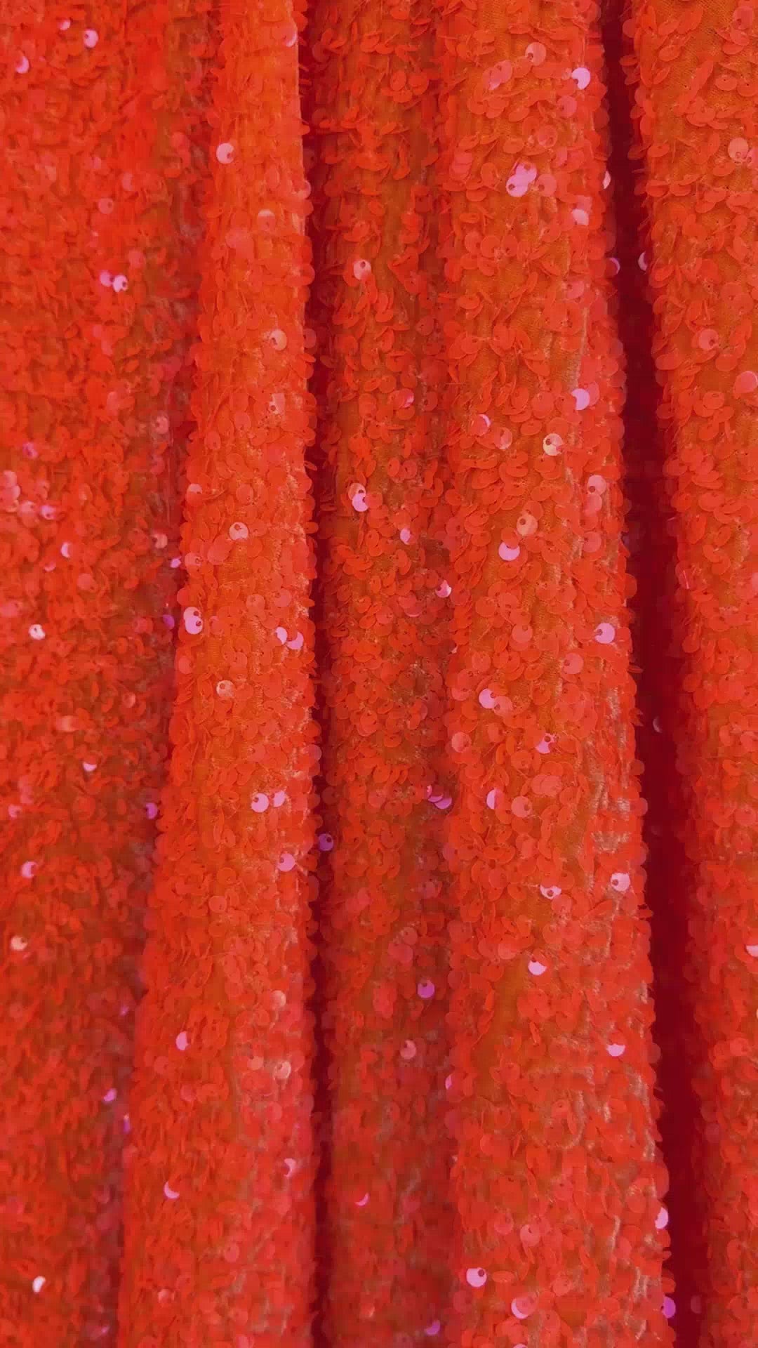 Neon Orange Sequin on Velvet