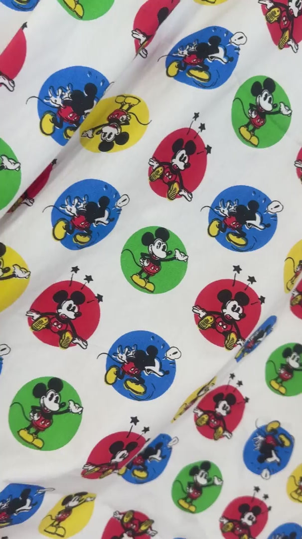 White Mikey Mouse Print Cotton, Organic cotton, Breathable fabric, Lightweight fabric, Fair trade cotton, Cotton yarn, eyelet fabric, Cotton fashion