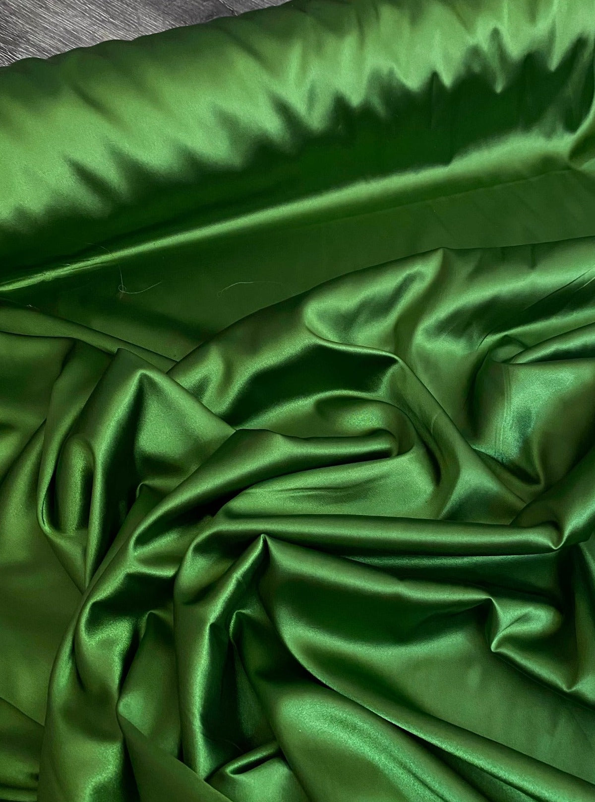 Shop now Emerald Green Silky Stretch Satin by Yard- Kiki Textiles