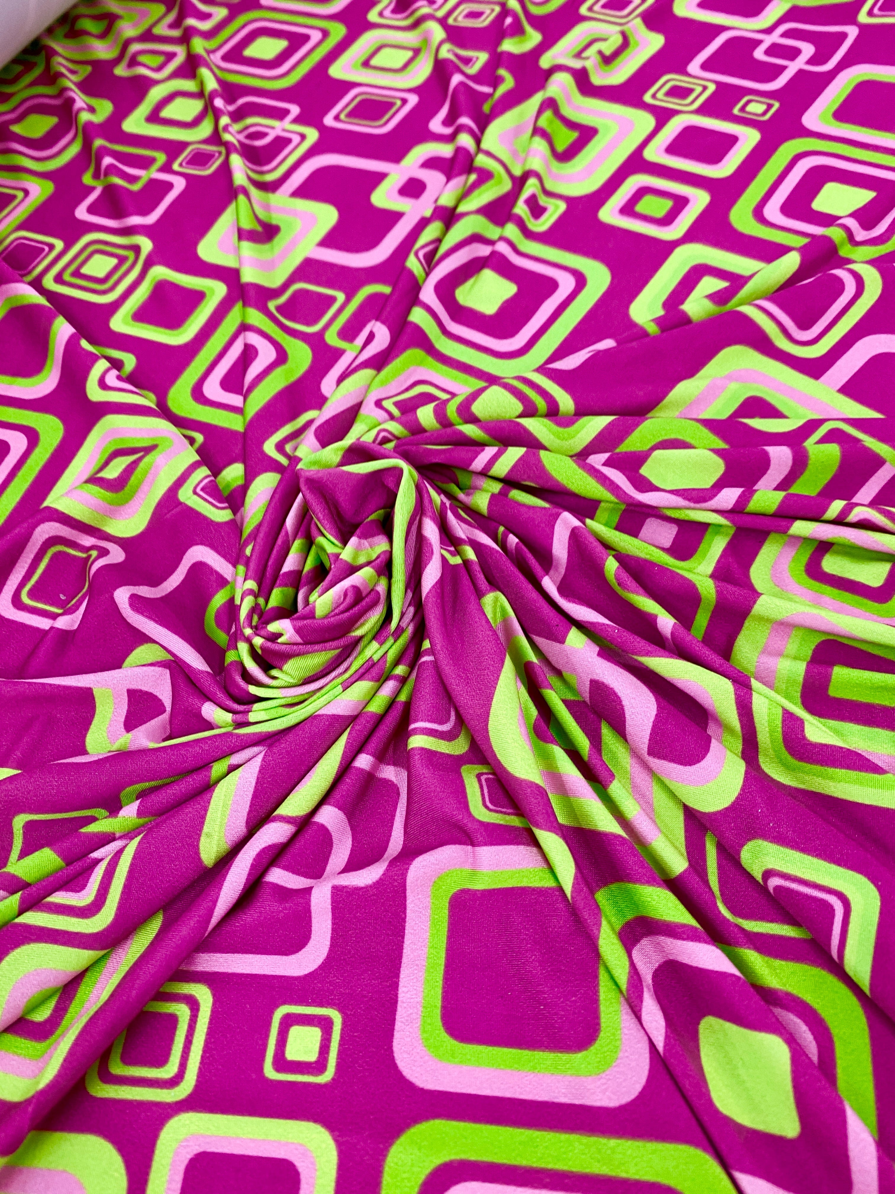 hot pink printed spandex fabric, pinted spandex,hot pink spandex fabric,4 way stretch pink spandex, fun print spandex fabric, Hot Pink Geo Print Spandex for woman, Hot Pink Geo Print Spandex for swimwear, Hot Pink Geo Print Spandex dance wear, Hot Pink Geo Print Spandex for party wear, print spandex on discount, print spandex on sale