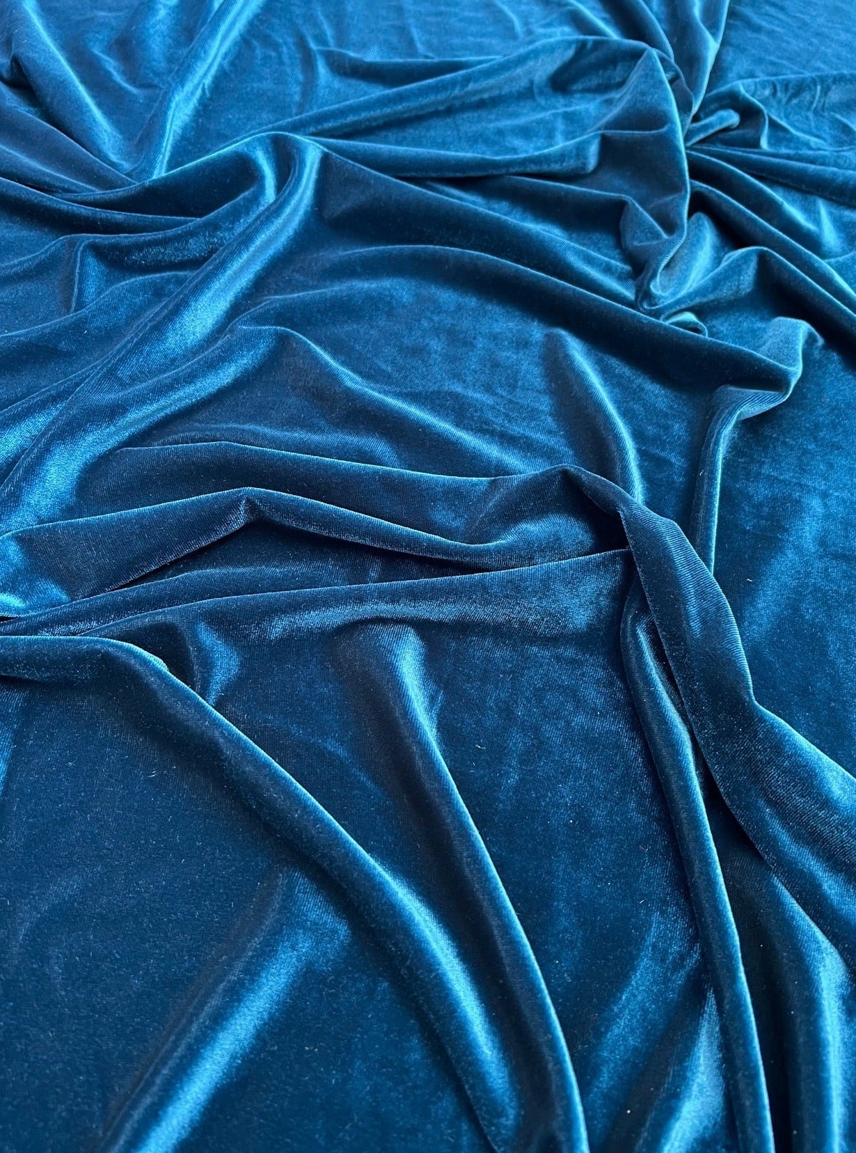 Teal Blue velvet fabric, 4 way stretch velvet fabric, solid velvet fabric, velvet fabric for clothing, fabric store, velvet cheap, stretch velvet on sale, Blue velvet, dark Blue velvet fabric