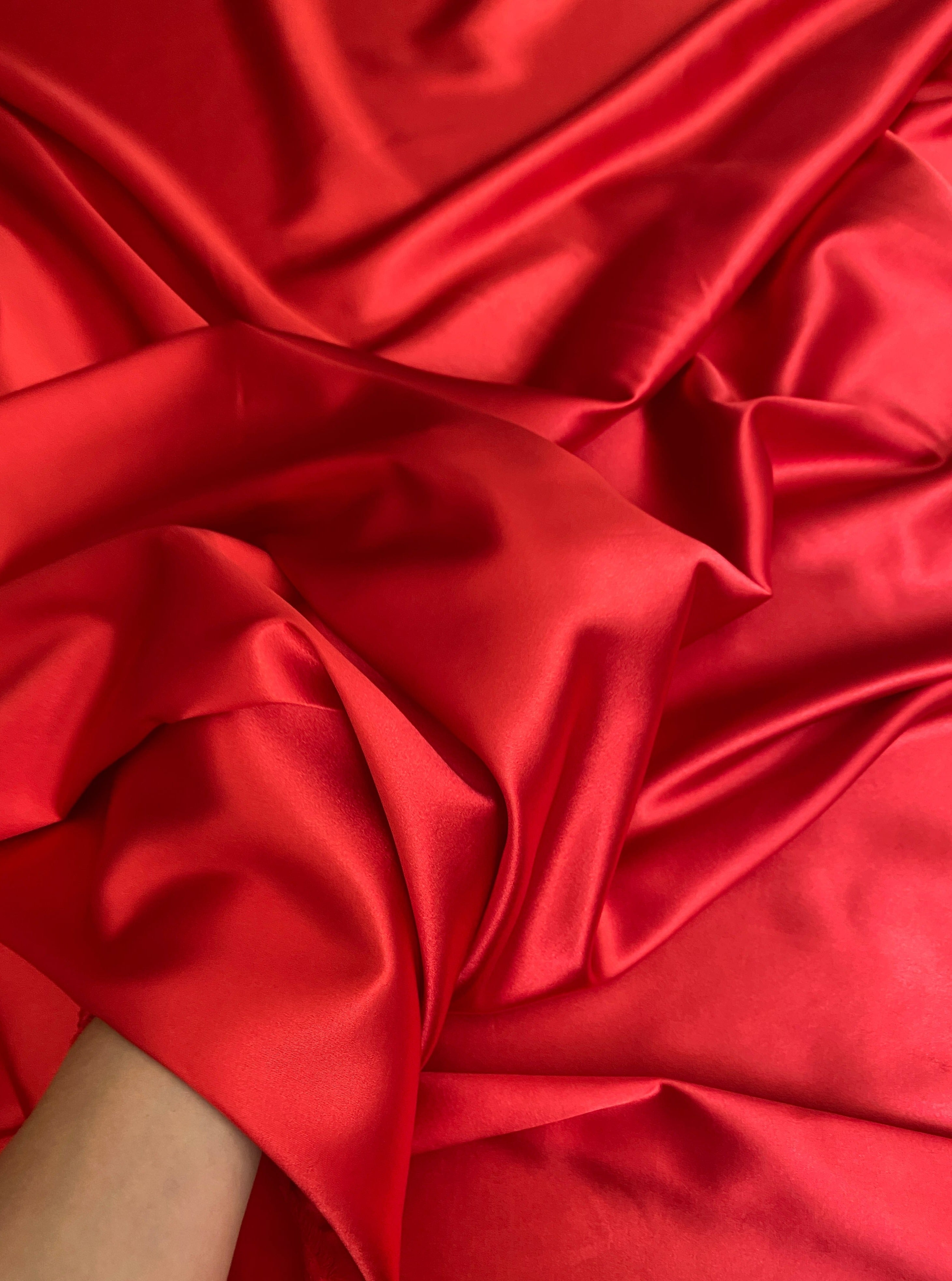 Red silk satin fabric high quality
