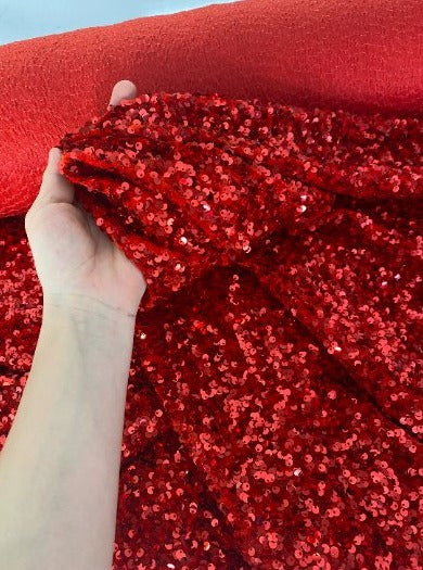 Red Stretch Sequin Mesh – KikiTextiles