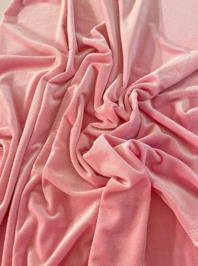 Princess Pink Stretch Velvet, Princess pink velvet fabric, 4 way stretch velvet fabric, solid velvet fabric, velvet fabric for clothing, fabric store, velvet cheap, stretch velvet on sale, pink velvet fabric