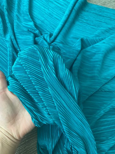 Teal Pleated Stretch Knit, blue Pleated Stretch Knit, light blue Pleated Stretch Knit, party wear Pleated Stretch Knit, shiny Pleated Stretch Knit for woman, Pleated Stretch Knit for bride, Pleated Stretch Knit on discount, Pleated Stretch Knit on sale, buy Pleated Stretch Knit online, Pleated Stretch Knit for gown